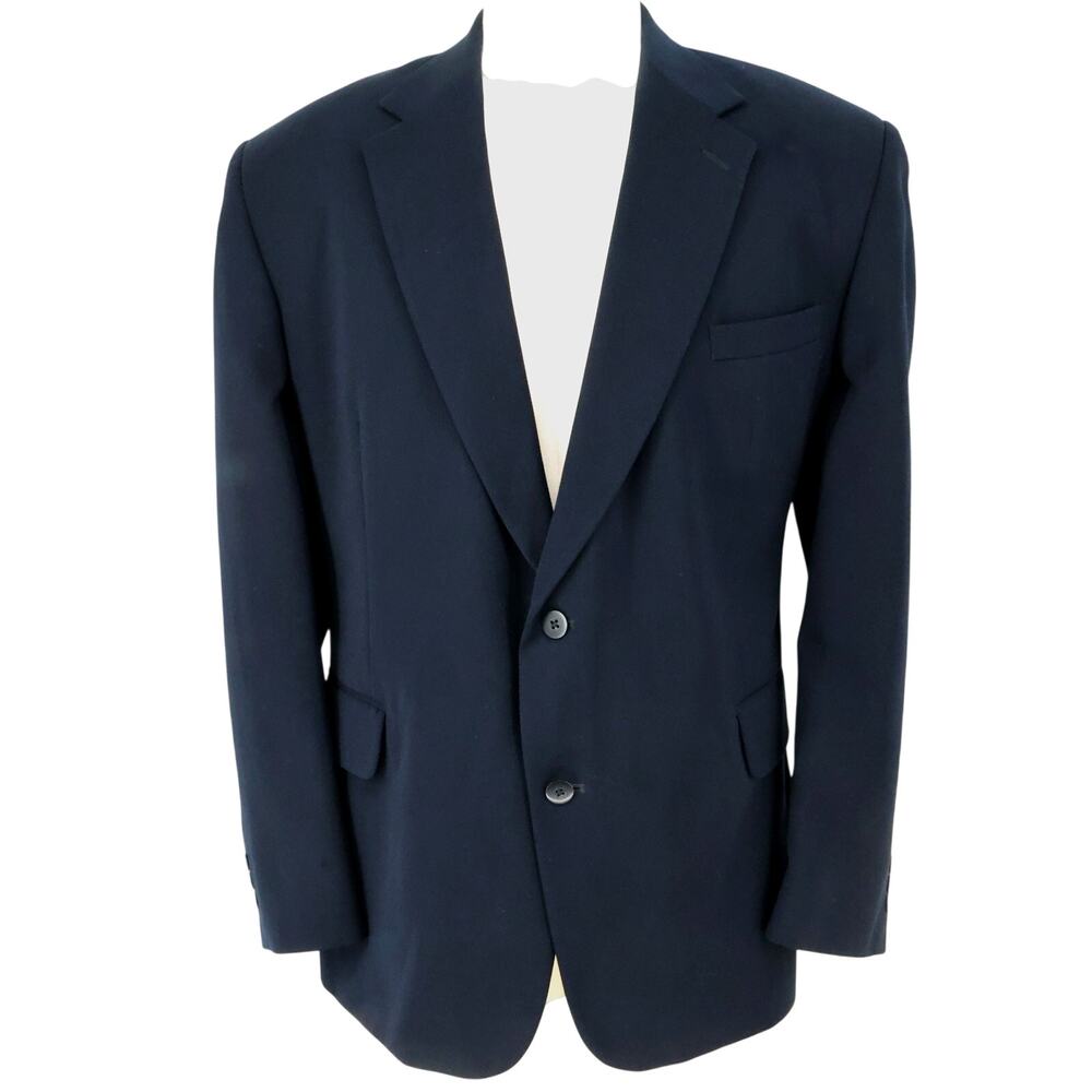 LL Bean Travelers Sport Coat Mens 48R Dark Navy Blue Microfiber Lined Jacket